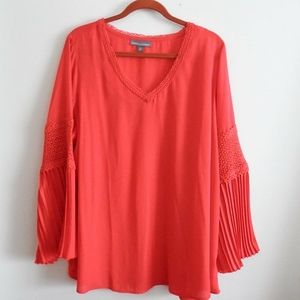 NWOT London Red Orange V-neck Top 22W